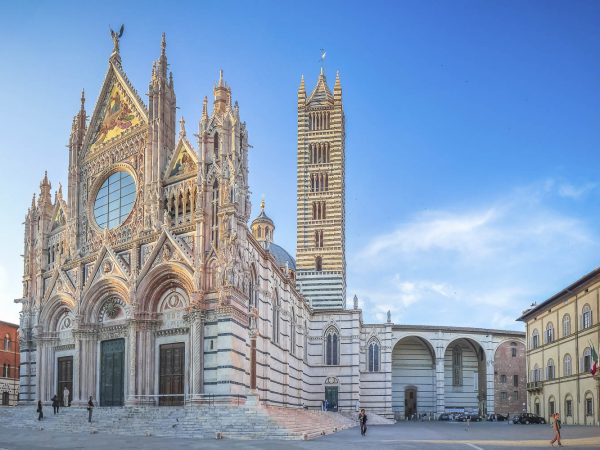 Famous Piazza del Duomo with historic Siena Cathedral, Tuscany, Italy