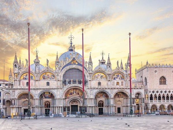 Basilica San Marco and Doge's Palace in the sunrise, Venice.