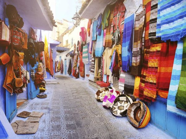 Street market in Chefchaouen, Morocco.