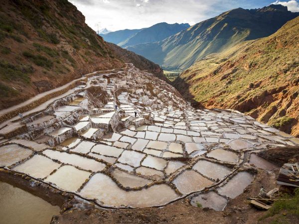 Historical salt mining pans of Maras in Peru